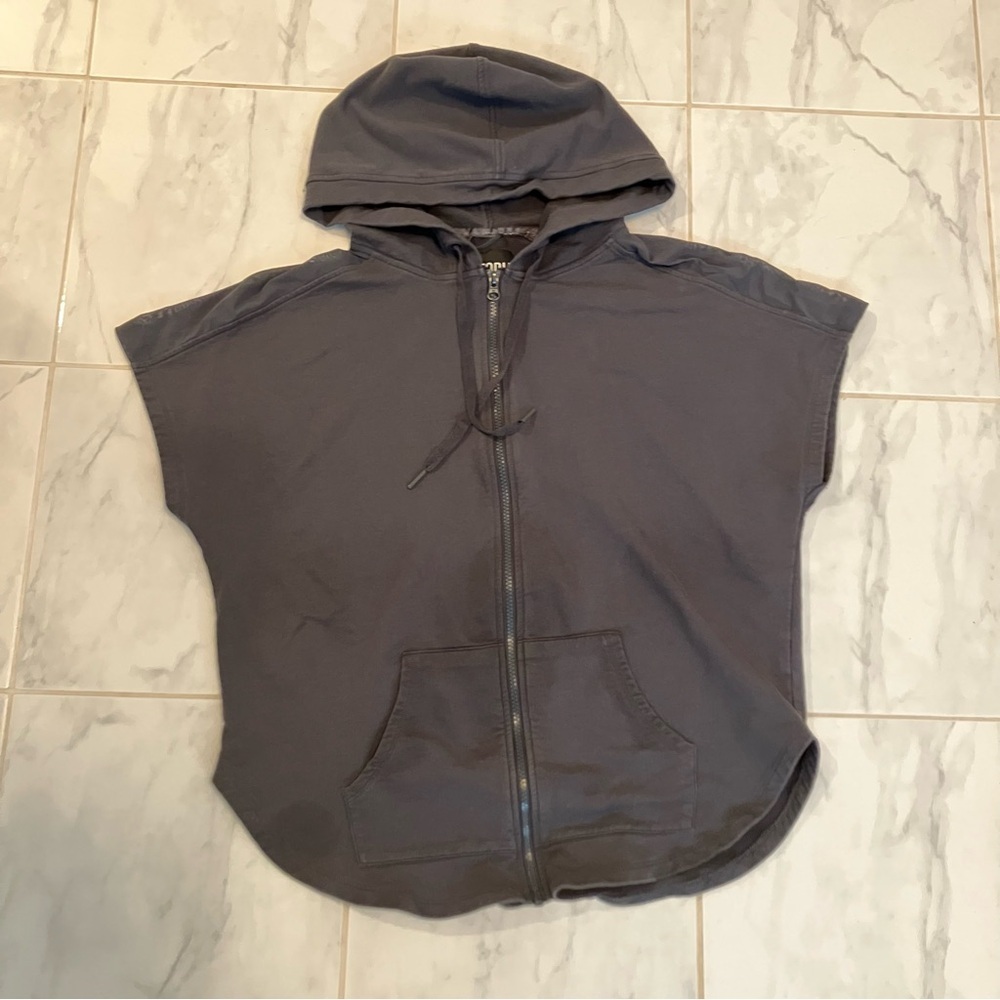 Victoria secret blue zip up hoodie vest. Short Sleeve. Cool for summer eUC!